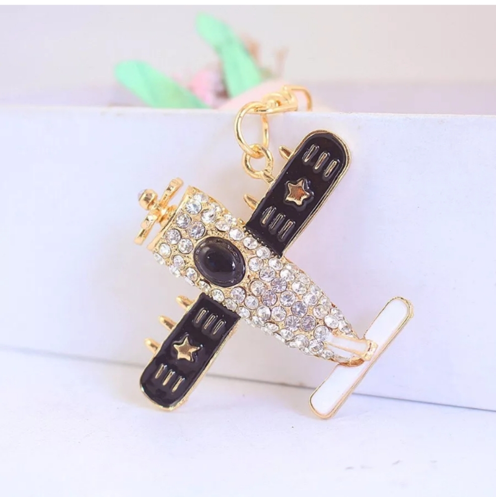 Airplane Bag Charm/Keychain-Black